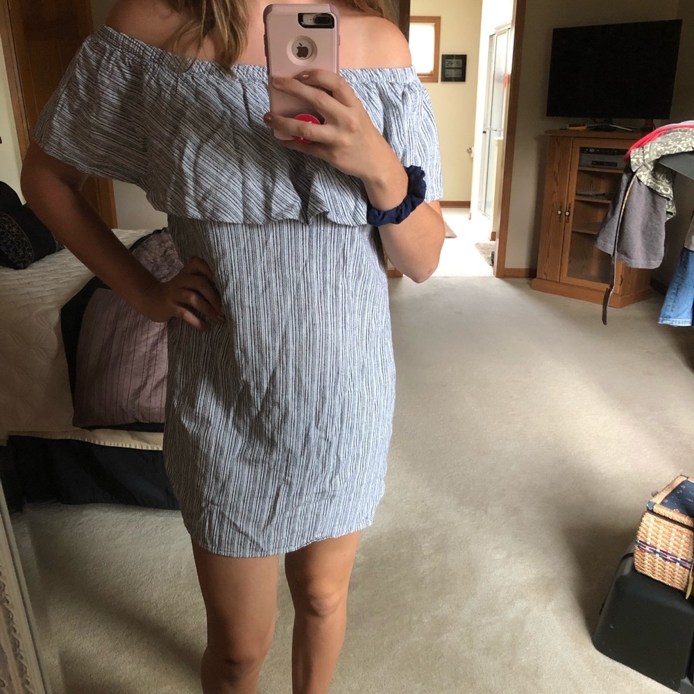 Off Shoulder Striped Dress